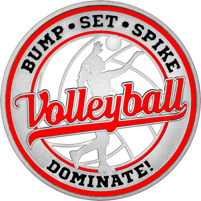 Red "Volleyball" with Red Outer Circular Borders